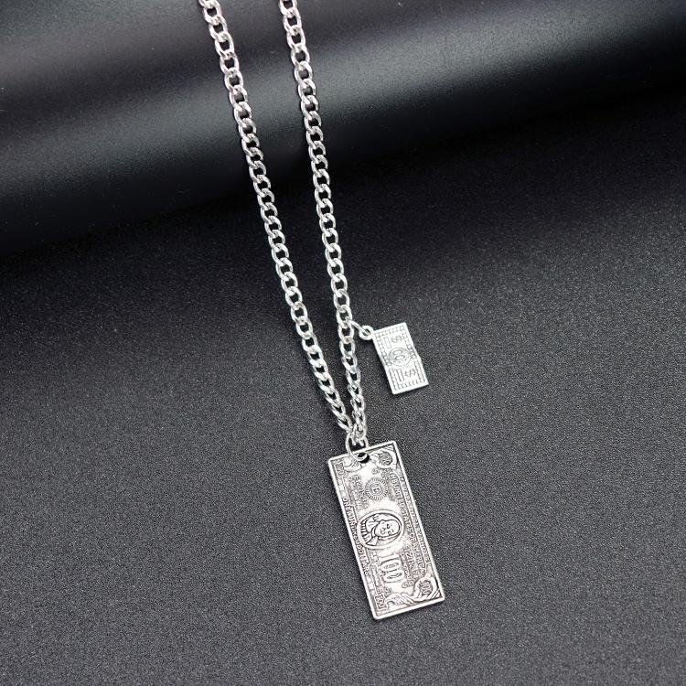 Retro Trendy Cool Titanium Steel Necklace Men's and Women's Hip-hop Personality Square Brand Cross Pendant Japanese and Korean Fashion Street