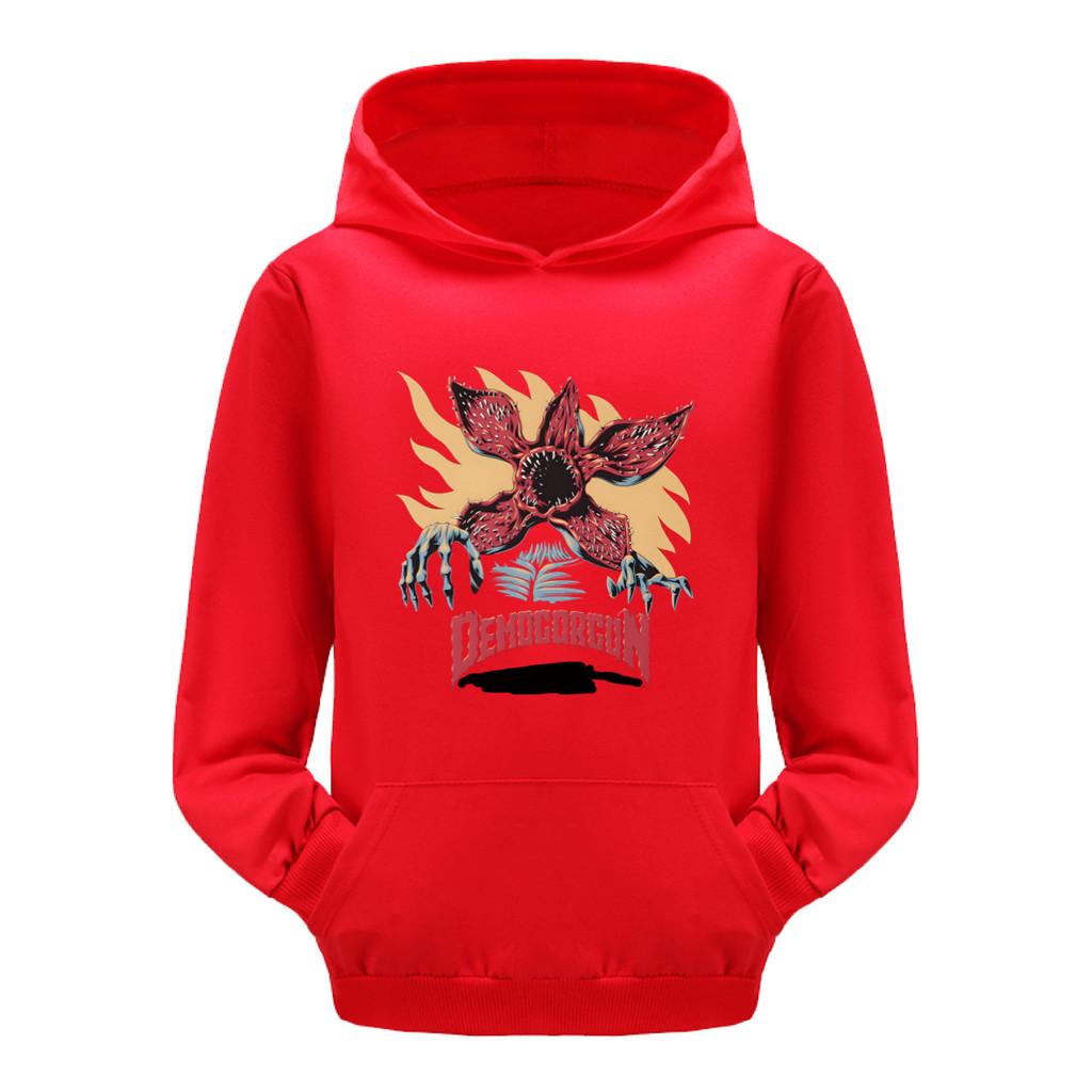 5385 Kinder Jungen Mädchen Stranger Aufdruck Lässiger Langarm-Hoodie Top