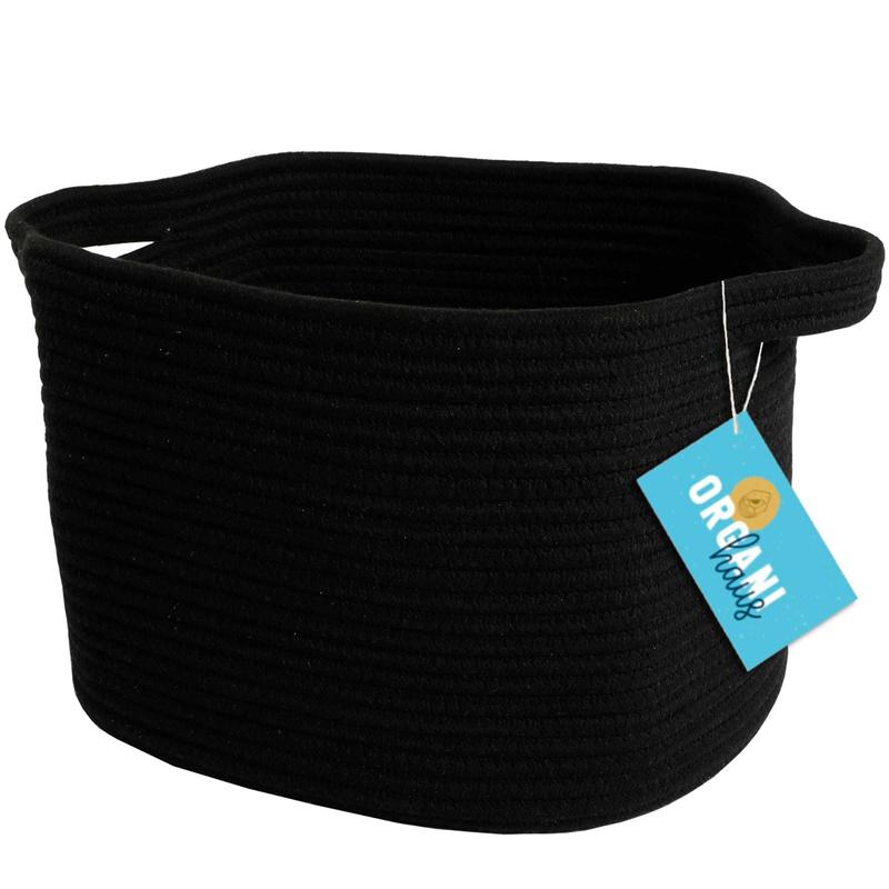 Laundry Basket Woven Cotton Storage Organizing Bin with  Handles for Desk Organization, Small Basket for Keys Makeups Toys