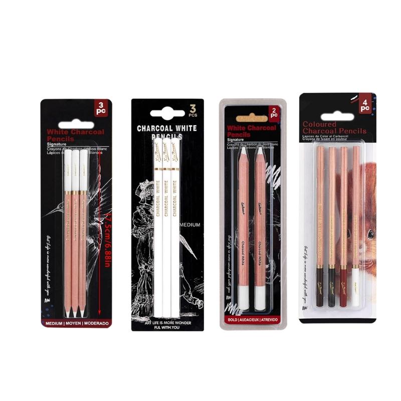 2/3/4x Highlight-Stift Zeichenkohle-Stifte Weiße Skizzenstifte Highlight-Stift zum Skizzieren Zeichnen und Schattieren