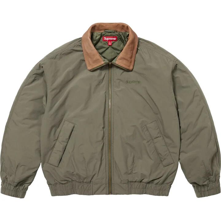 Supreme Leather Collar Utility Jacket Olive