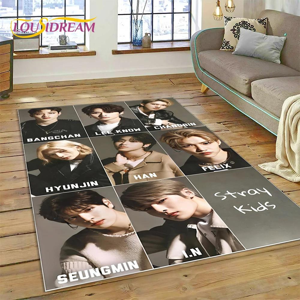 HD Korea Kpop Stray Kids 3D Singer Carpet Rug for Bedroom Living Room Home Sofa Decoration,Children Game Large Decor Floor Mat