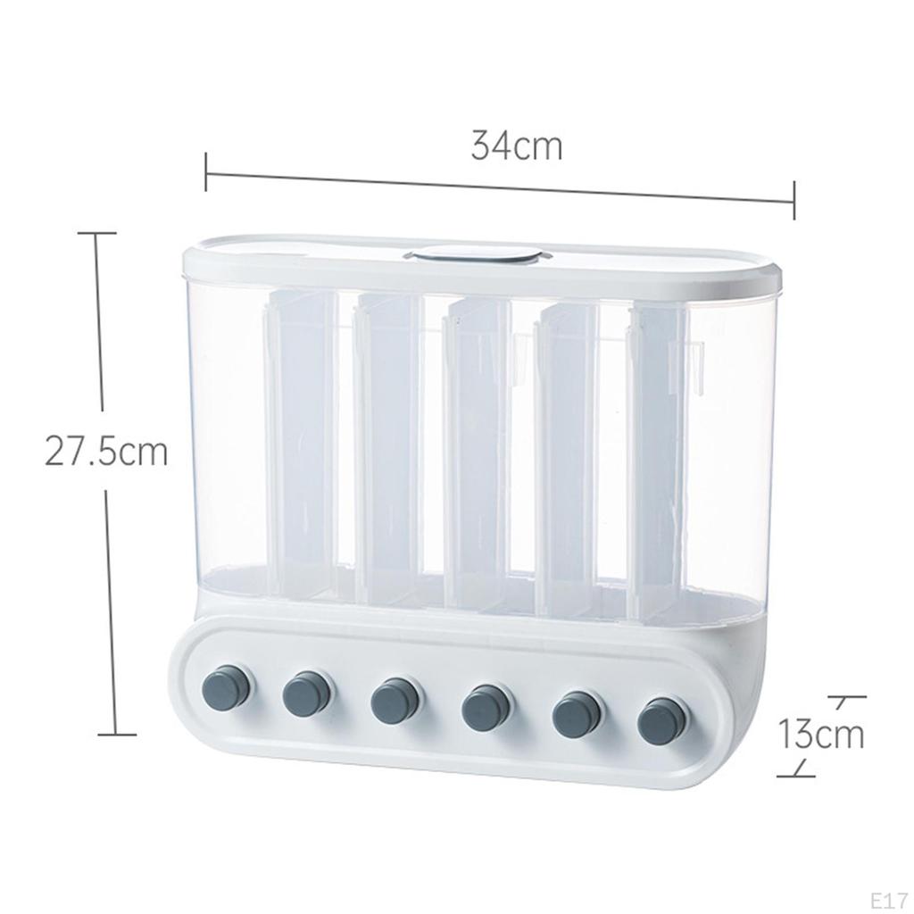 Wall Mounted Dry Food Divided Dispenser, Cereal Storage Box Grains Rice Nut Organizer for Home