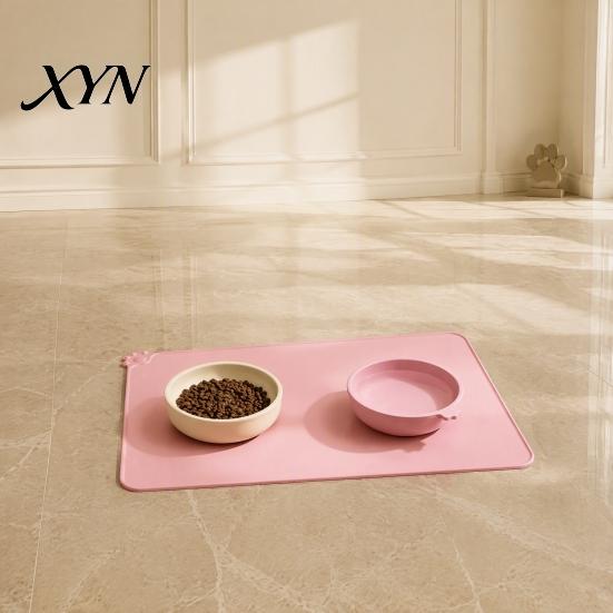 Non-slip Cat Bowl Tray Food Grade Silicone Pet Feeding Mat, Anti-Slip Dog Flexible Puppy Waterproof Insulation Pad for Kitten Easy Clean Mat