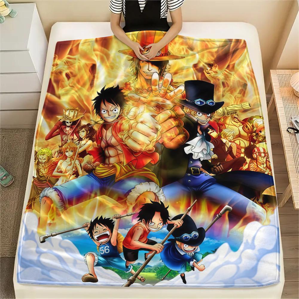 ONE PIECE Monkey D. Luffy Flannel Blanket Stylish Print Ideal For Home Sofa Bed Chair Picnic Travel -HE42