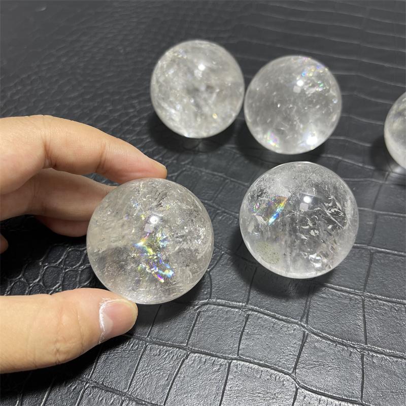 5pcs Clear Quartz Rainbow Healing Crystal Natural Gemstone Sphere Ball 43-45mm