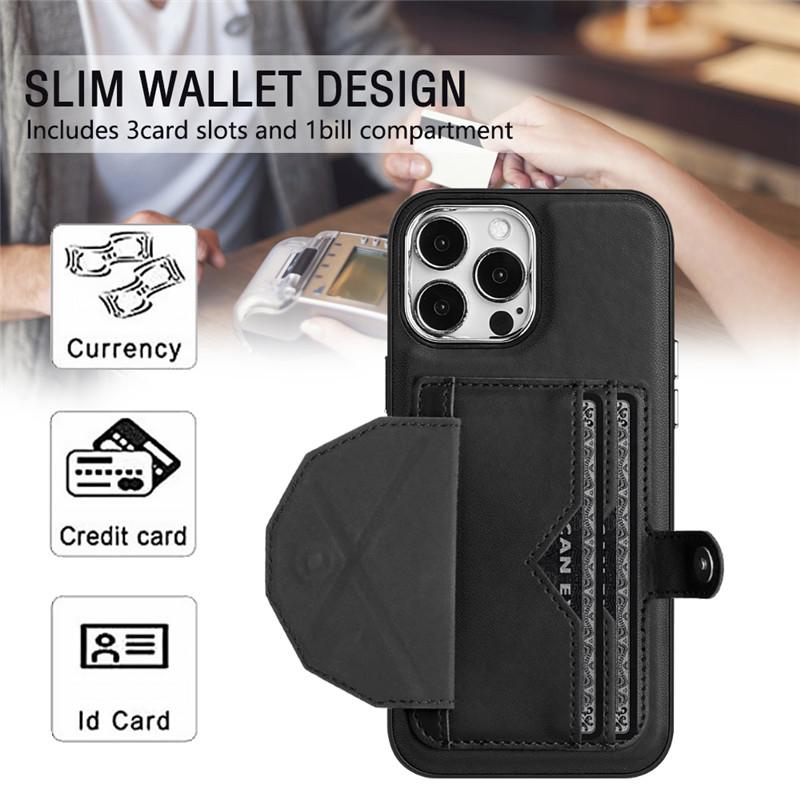 Retor Leather Wallet Card Slot Telefonveske for iPhone 15 Ultra 14 Plus 13 12 11 for Samsung Galaxy S23 S22 S21 FE A54 A34 A14 A53 A13 Flip Stand Cover