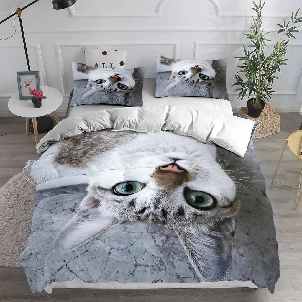 Carton Pet Cat Beding Set Adult Peoples Children Winter Soft Duvet Cover Sets Children Kids,twin Ful Quen King Bedrom Set Home House De Couete