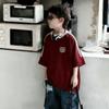 Boys Summer Cotton Loose Short Sleeve T Shirt Cool Three Stripe Kids Half Sleeve Top