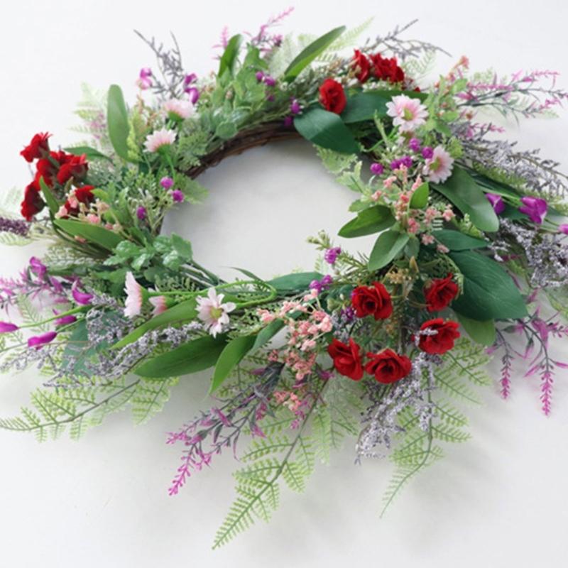 Artificial Floral Garlands With Faux Blooms Accessory For Door Wall Hanging Indoors Outdoor Celebration Event