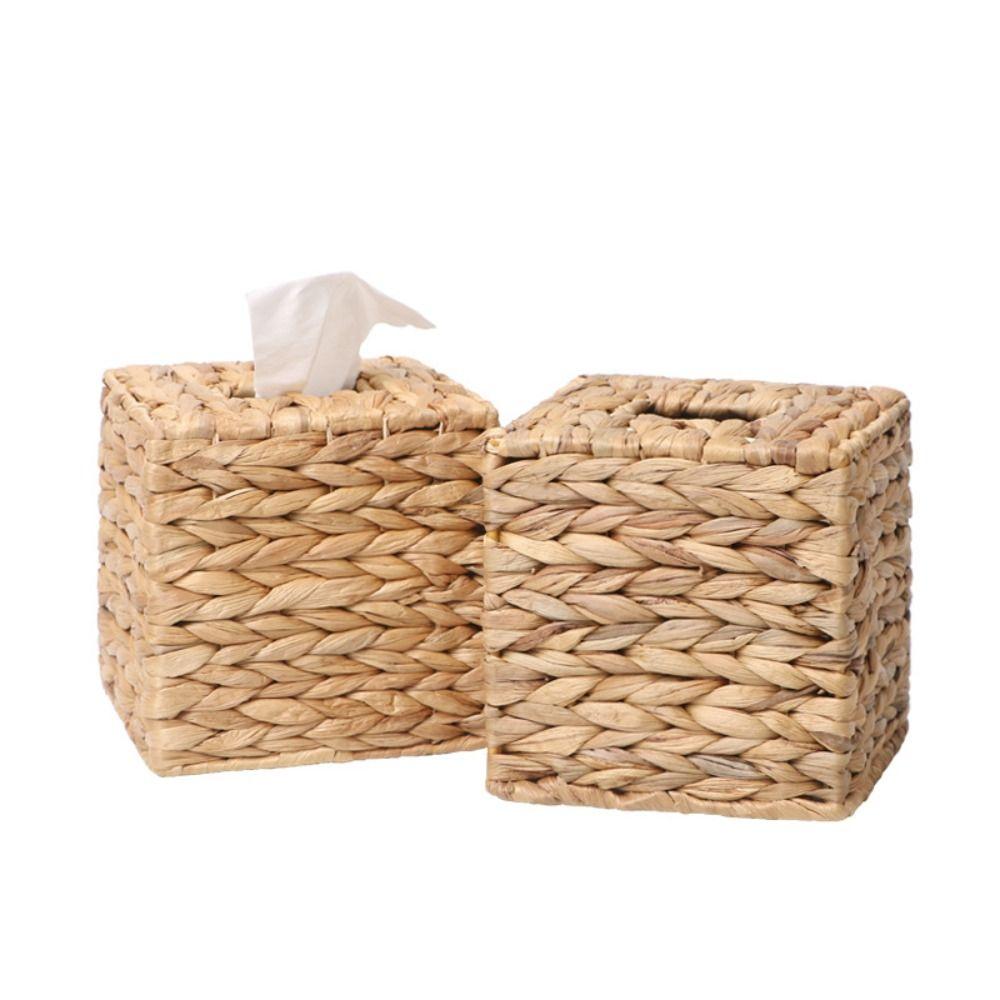 Handmade Rattan Cube Tissue Box with Cover Tissue Holder Square Rattan Weaving Tissue Box  Office