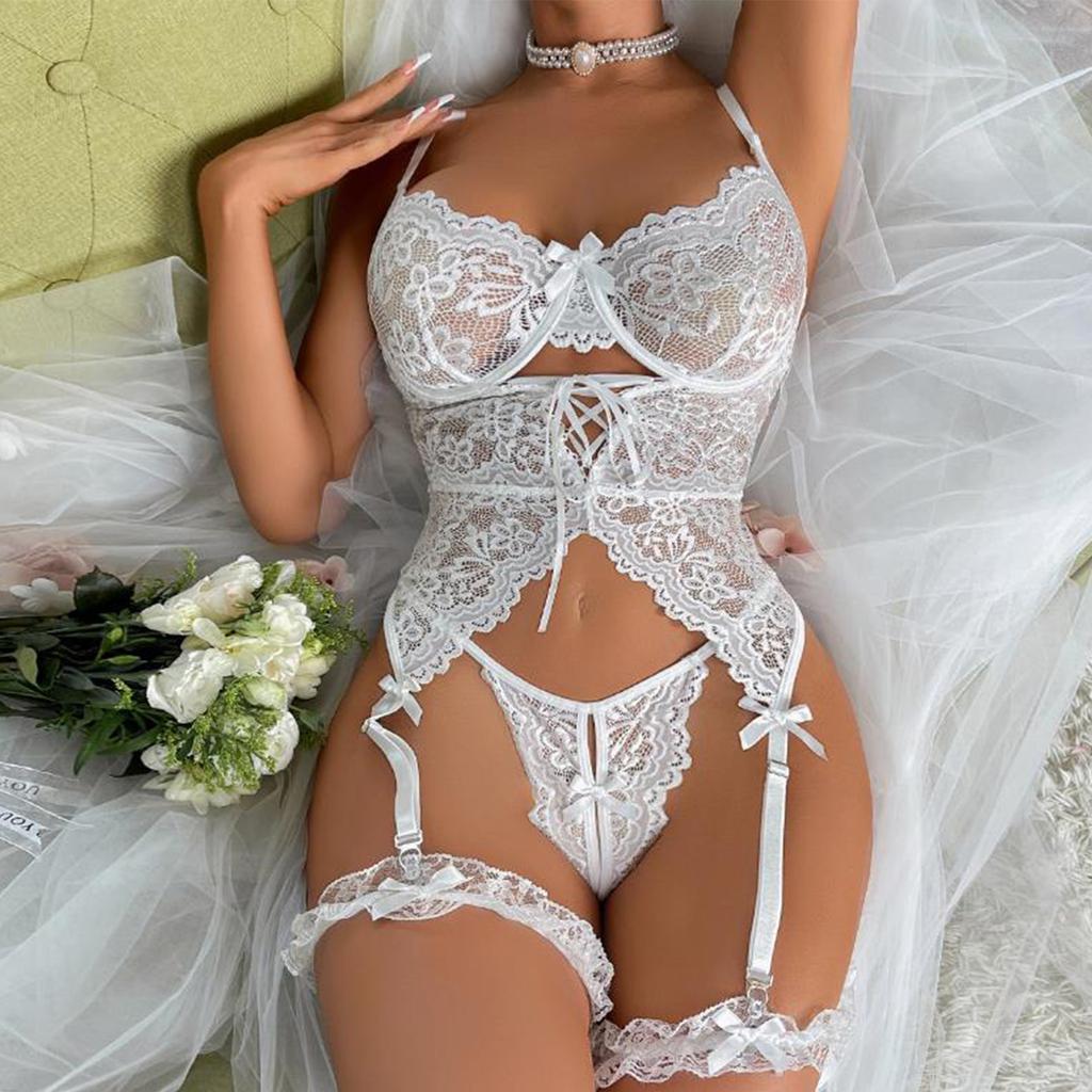 Lace Sexy Lingerie Set Transparent Porno Lace Erotic Underwear Sexy Bra Set And Garter Set Lingerie Sexy Hot Erotic Sleepwear