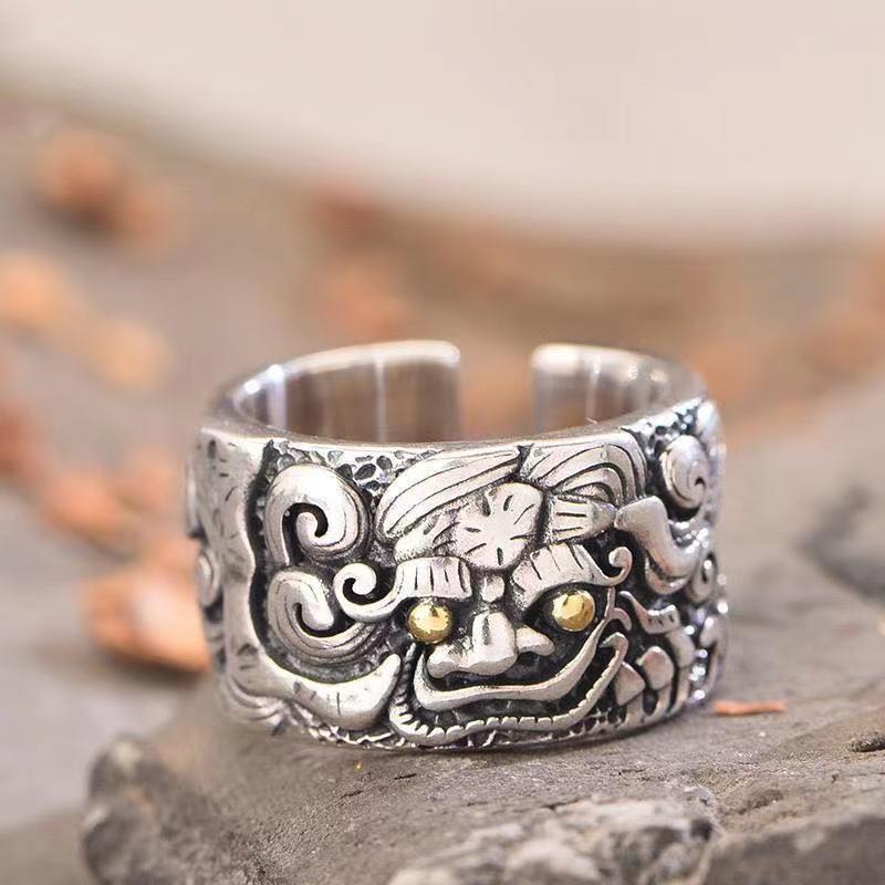 Nieuwe Dominerende, Modieuze en Overdreven Pixiu Ring, Open Ring, Trendy Mannen, Dominerend en Verstelbaar