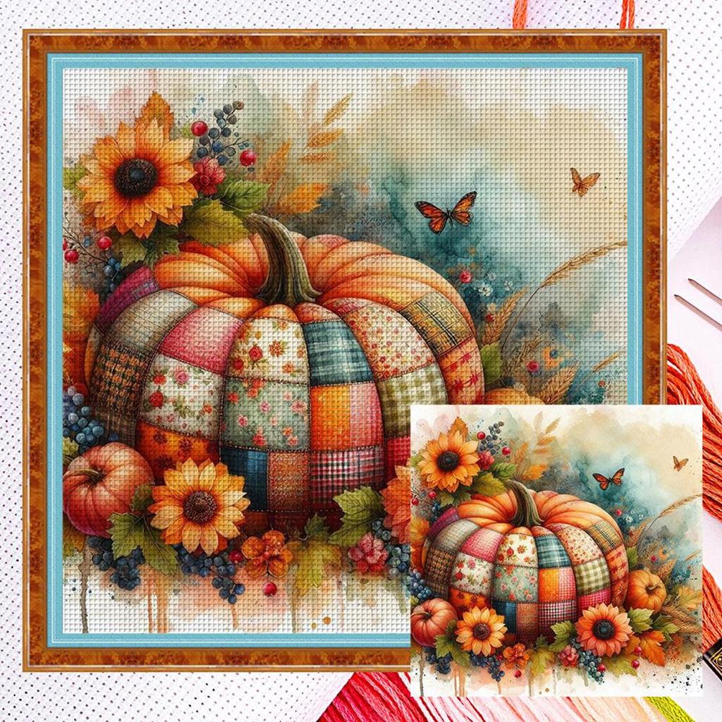 Full Embroidery cotton Thread 14CT Counted Pumpkin Cross Stitch Kit Decor