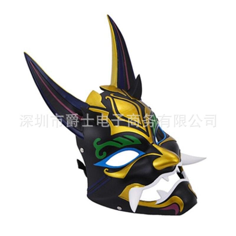 Japanese anime Genshin Impact Guardian General Mask Halloween Party Decoration COS Ghost and demon props, resin-based Prajna face masks