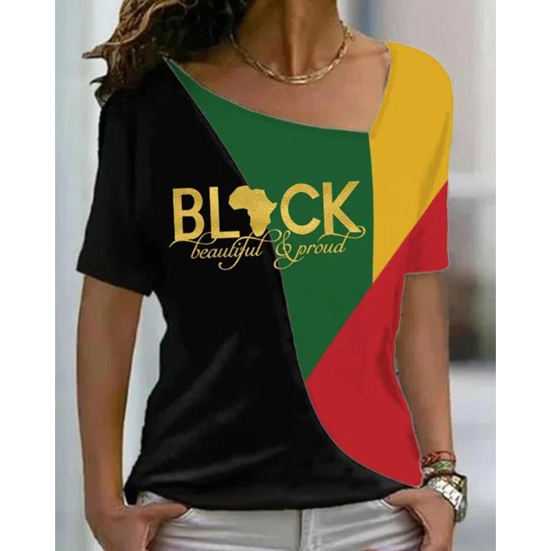 

New Digital Abstract 3D Printed Pullover Short Sleeved Loose Sloping Neck Women s T-shirt XS