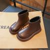 Girls boots children's short boots new autumn leather boots princess catwalk girls shoes soft-soled baby leather shoes
