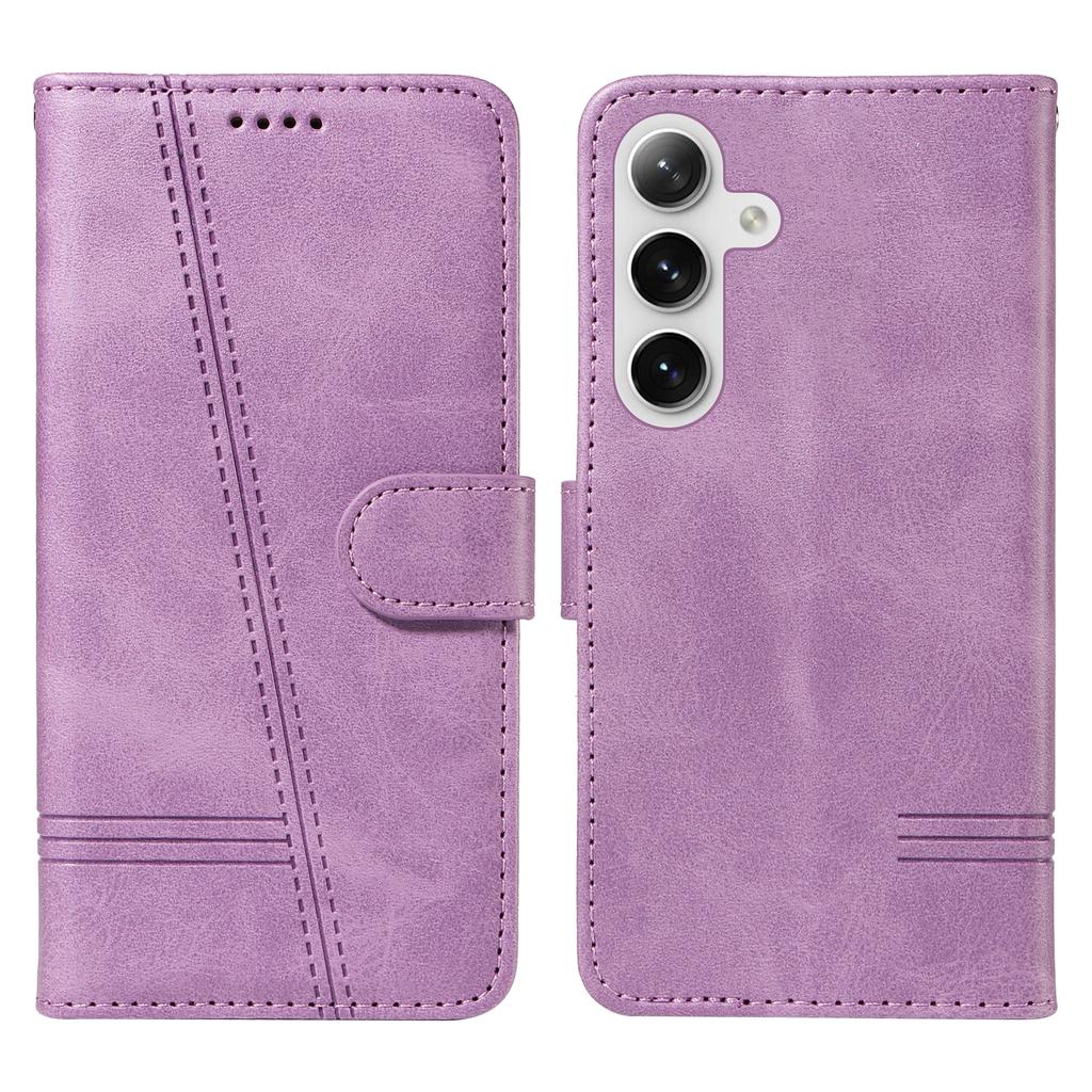 For Samsung Galaxy S24/Galaxy S25 Wallet Case T-Shape Lines Leather Phone Cover Stand