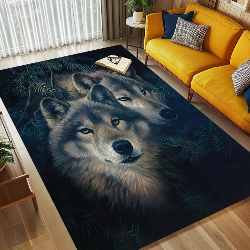 Wolf Pair Living Room Nonslip Area Rug Soft Carpet For Bedroom Game Playroom Sofa Office Home Decor Doormat Christmas Gift C9261402