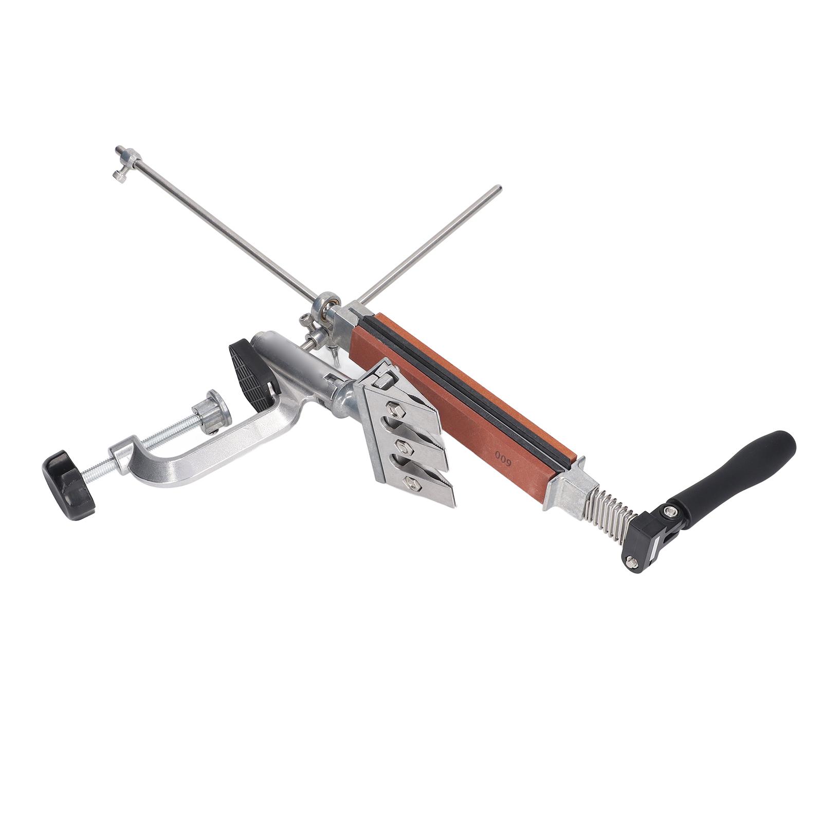 

Металлическая точилка с фиксированным углом с 4 точильными камнями, вращение на 360 градусов, откидное приспособление для заточки и полировки ножей