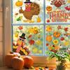 143 Pcs Thanksgiving Window Clings for Glass Windows Fall Window Stickers Seasonal Turkey Pumpkin Maple Leaf Decals Decorations for Thanksgiving
