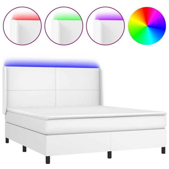 VidaXL Slat Bed Base with Mattress and LED, Upholstered Bed, Double Bed, Adult Bedroom Interior Bed, 3139272