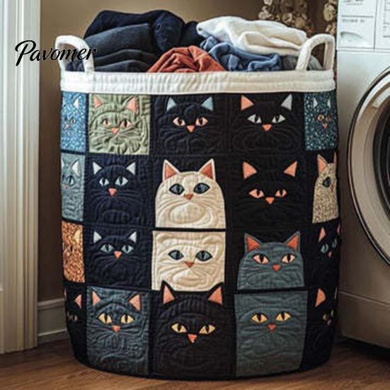 Cozy Laundry Hamper Quilted Basket, Thick Durable Fabric Storage Hamper, with Lightweight Basket Reinforced Handles, Clothes Toys Organizer