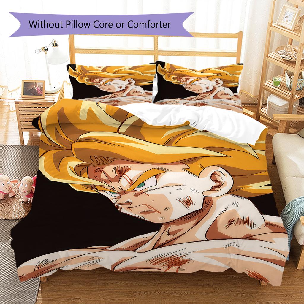 Vegito Muster Bettwäsche, Steppbett Set Bettbezug Kissenbezug Zuhause Geburtstagsgeschenk (1 Bettbezug + 2 Kissenbezüge, ohne Füllung)