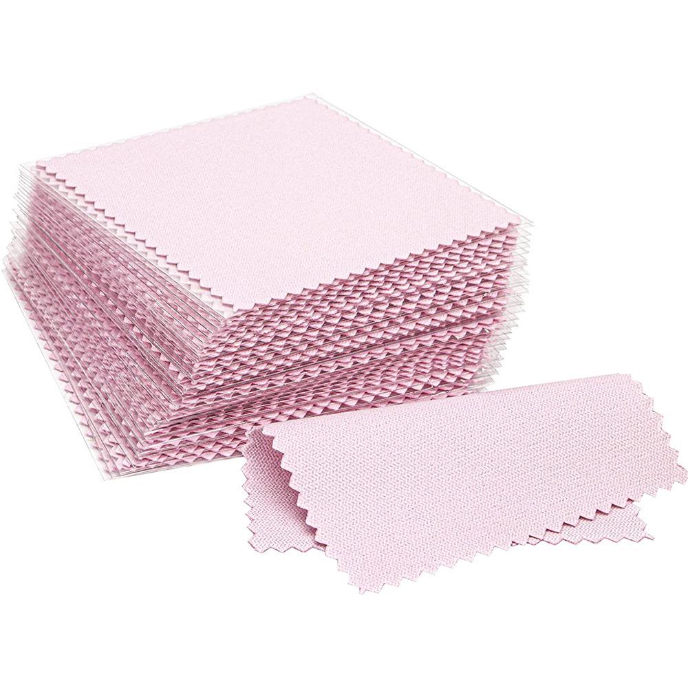 Silver jewelry maintenance and cleaning, pure silver jewelry, watch polishing cloth, double-sided velvet cloth, wiping cloth pink jewelry polishing cloth [100 sheets/pack]