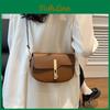 2024 New Fashion Pu Leather Saddle Bag Chic Street Style In Black White Khaki Brown
