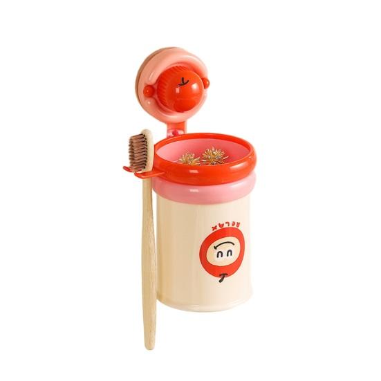 Cup Toothbrush Holder Wall-Mounted No-Drill Cup Holder Magnetic Self-Adhesive Multi-Functional Bathroom Organizer красный