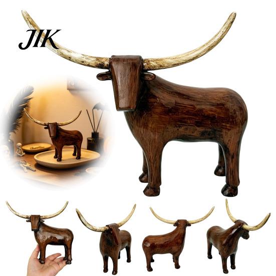 Vintage Aesthetic Home Accessories Longhorn Bull Sculpture, Rustic Farmhouse Animal Figurine, Western Style Pastoral Shelf Display Decorative