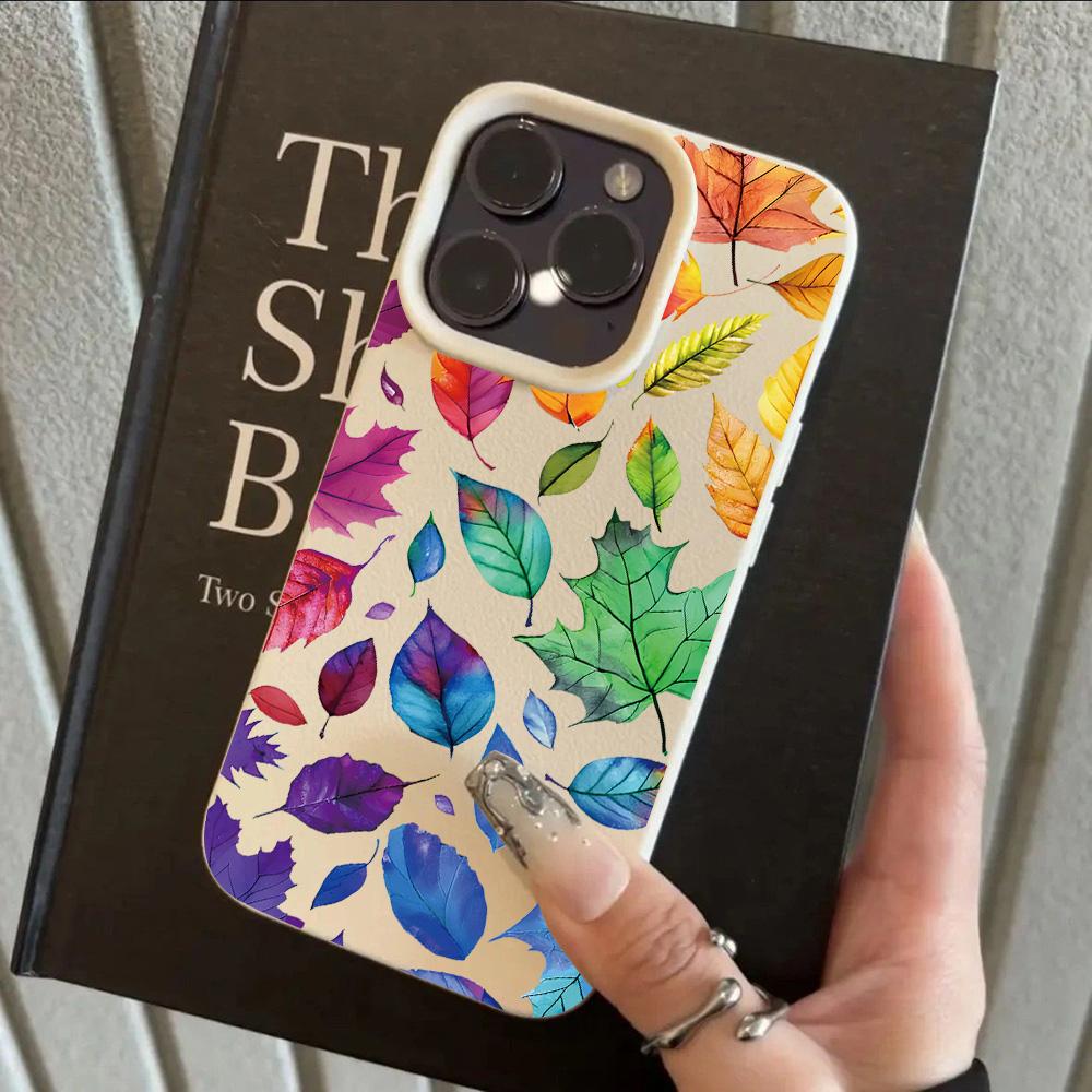 HOT Luxury Watercolor Flower Lichee leather pattern Phone Case For iPhone 17 16e 16 15 14 13 12 11 Air Pro Max Plus X XR XSMax