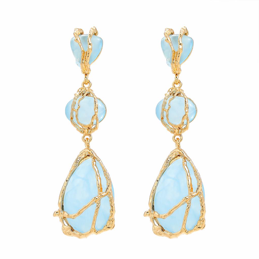 Bohemian Women Earrings Resin Vintage Geometry Piercing Hoop Jewelry Accessories