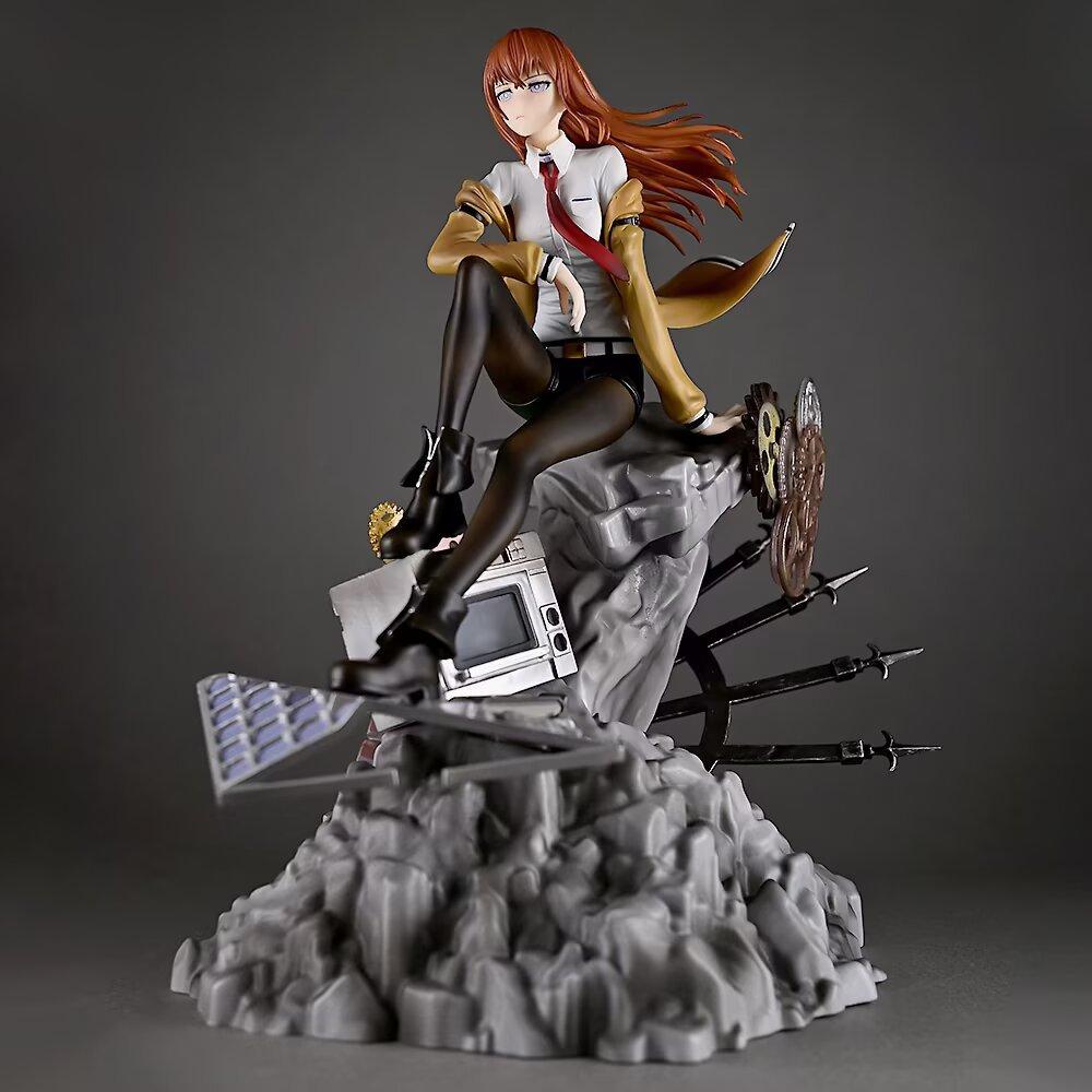 

Makise Kurisu Steins Gate Gk Statue Anime Figure 25.5cm Painted Version With Rock Base Desktop Decoration Gift For Anime Fans