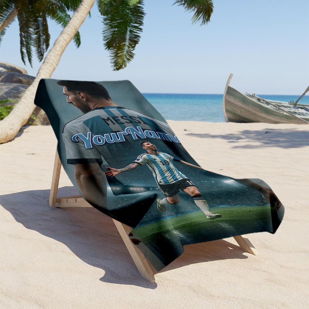 Messi Personalized Text Beach Towel High Absorbency & Quick-Dry Perfect for Traveling Yoga Camping and Swimming