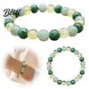 Adjustable Jewelry for Men Women 8mm Faux Crystal Beaded Bracelet Natural Stone Round Beads Healing Unique Textured Wrist Ornaments Green Gemstones