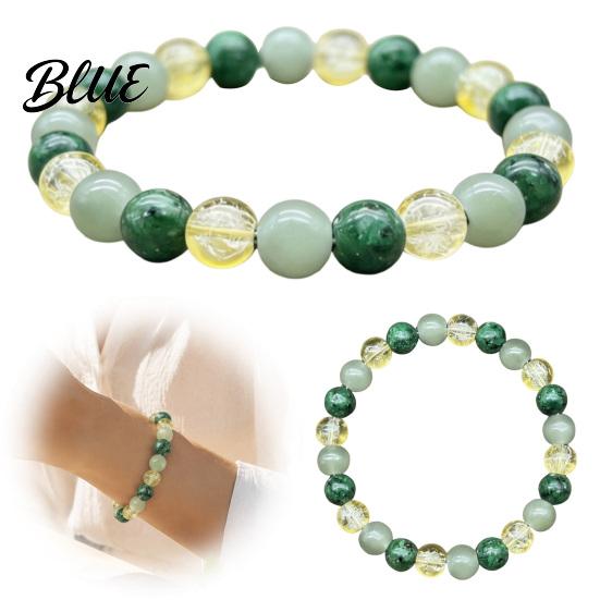 Adjustable Jewelry for Men Women 8mm Faux Crystal Beaded Bracelet Natural Stone Round Beads Healing Unique Textured Wrist Ornaments Green Gemstones