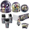 6-piece Set 66P Nightmare Before Christmas Decoration Party Supplies Gift Bag Kids Disposable Tableware Tablecloth Plates Cups N