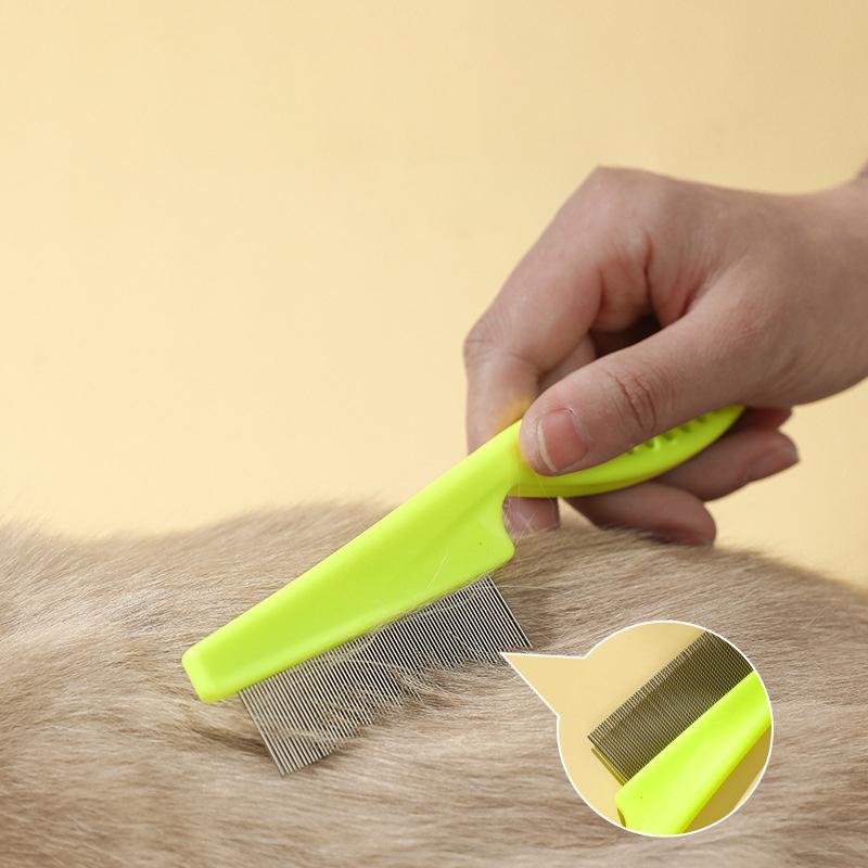 Kimpets Cats Grooming Comb Dogs Dense Toothed Remove Floating Hairs Massage Comb Pets Cleaning Stainless Steel Antiflea Supplies