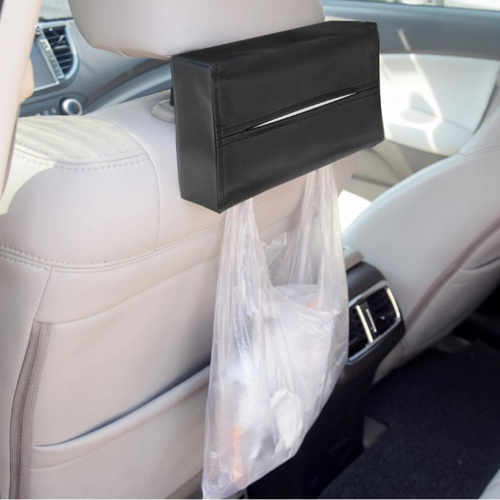 Tissue Case Car Holder Hanging Sun Visor Rear Seat Car Accessories Jimny Hiace Alphard PU Leather Stylish Armrest Space-Saving (Black) [Item]