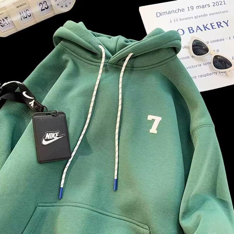 Unisex Loose Fit Thickened Velvet Hoodie with Logo Print for Autumn/Winter 2025