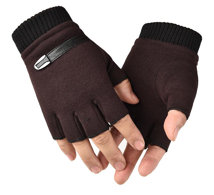 

Unisex Half-Finger Velvet Cycling Gloves for Autumn/Winter - Warm, Thickened, Outdoor, Children s & Couples Styles Men s L кавовий