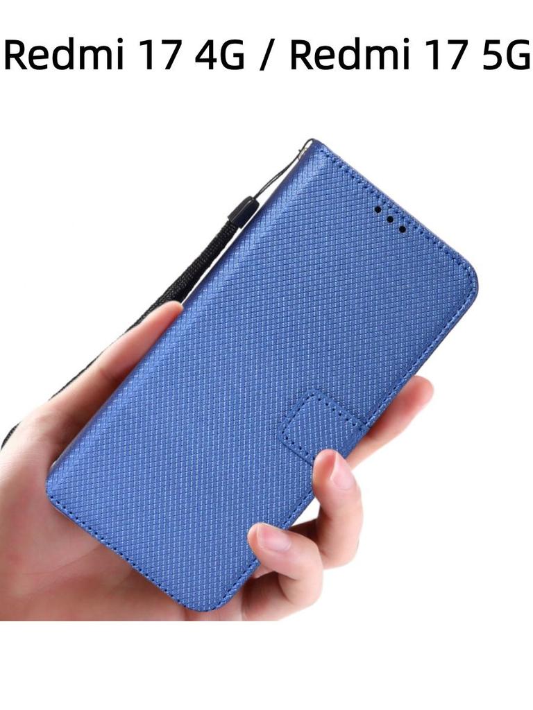 For Redmi 17 4G / Redmi 17 5G Case Diamond Pattern Card Slot Soft Silicone External Leather Support Function Flip Cover Attraction Closure