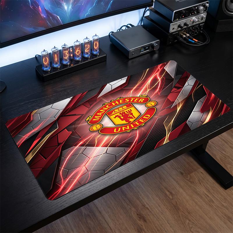 Tappetino Mouse Grande Stampato Manchester United, Tappetino da Scrivania Morbido in Gomma Antiscivolo per Gaming, Decorazione per Ufficio, Laptop, Computer