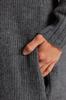 Women's Fashionable Stylish Hijab Cardigan Anthracite Belted Long Thessaloniki Knitted Knitwear Cardigan
