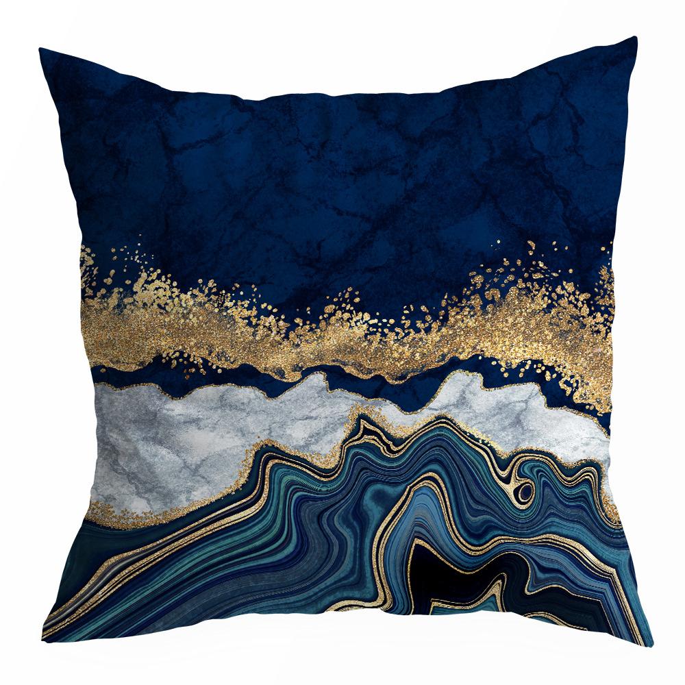 Blue Abstract Marble Print Pillowcase Sale Peach Leather Velvet Home Pillow Sofa Cushion Cover