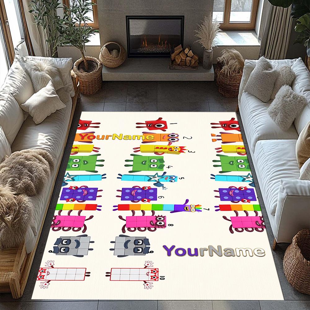 Numberblocks Personalized Name Floor Mat Design for Hallway Living Rooms Foyer Dining Room Antislip Carpet Anime Office Decor Best for Christmas