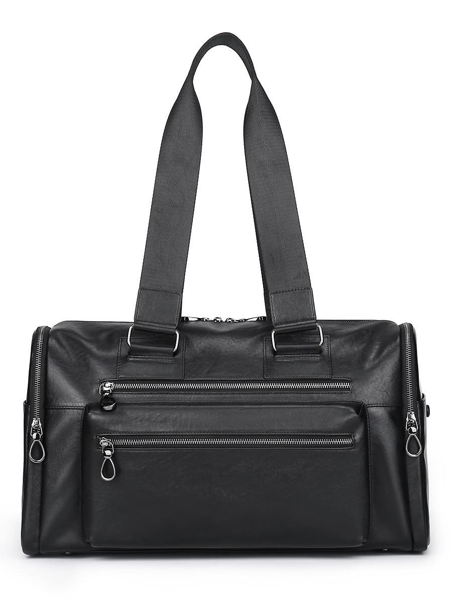 

Модная мужская сумка для деловых поездок, легкая дорожная сумка из коровьей кожи, трендовая сумка для отдыха, большая вместимость, натуральная кожаная сумка чёрный