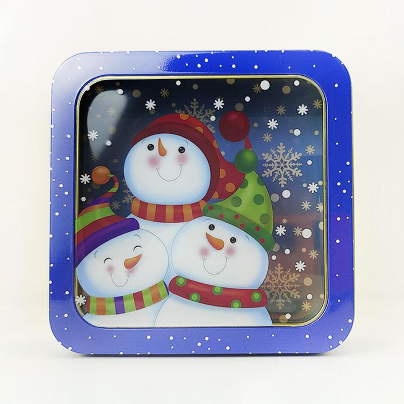 Christmas Iron Box With Skylight Tin Plate Box With Cookies Mousse Cake Packaging Christmas Square Small Iron Box